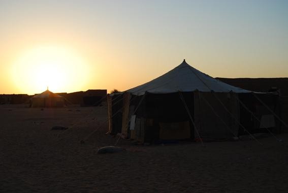 Hammada, a Sahrawi tent at sunset